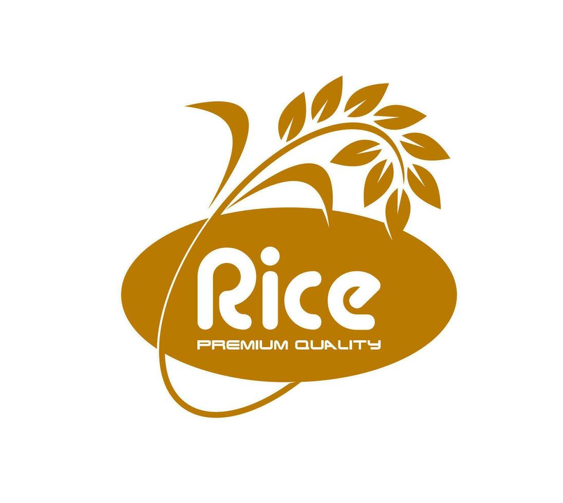 Rice icon of cereal grains, agriculture crop plant vector