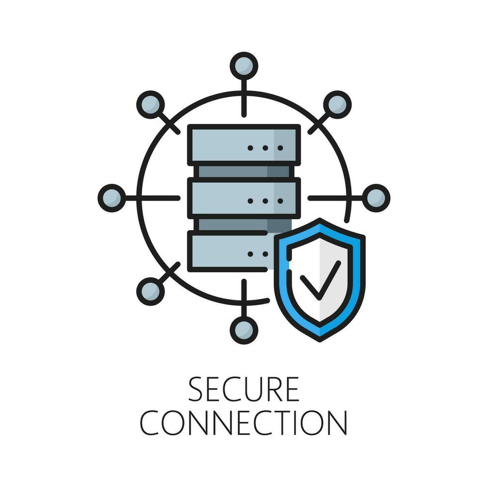 Secure connection, CDN outline icon or pictogram vector