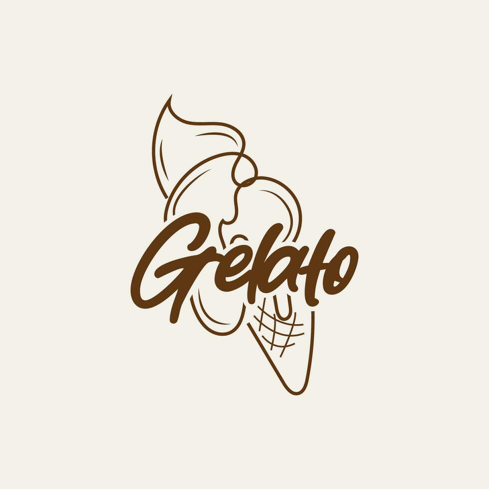 Ice Cream Logo, Vector Fresh Sweet Soft Cold Food, Simple Minimalist Inspiration Design