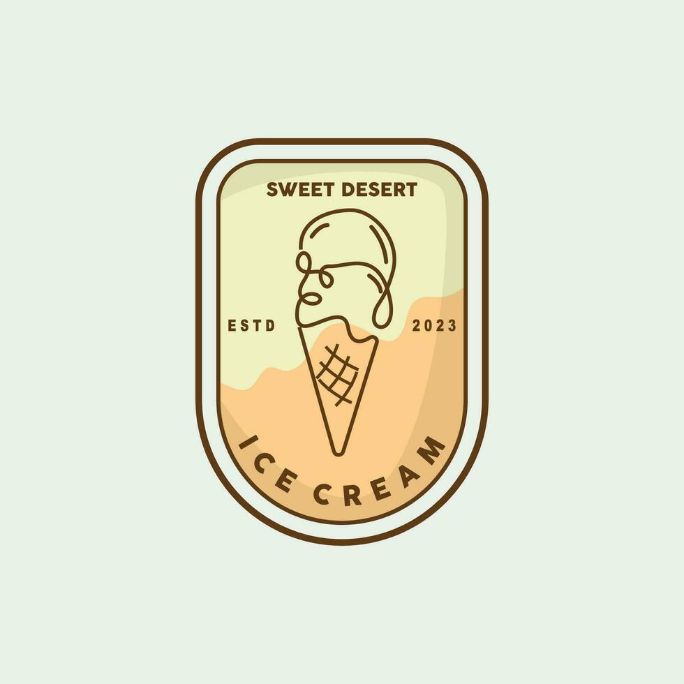 Ice Cream Logo, Vector Fresh Sweet Soft Cold Food, Simple Minimalist Inspiration Design