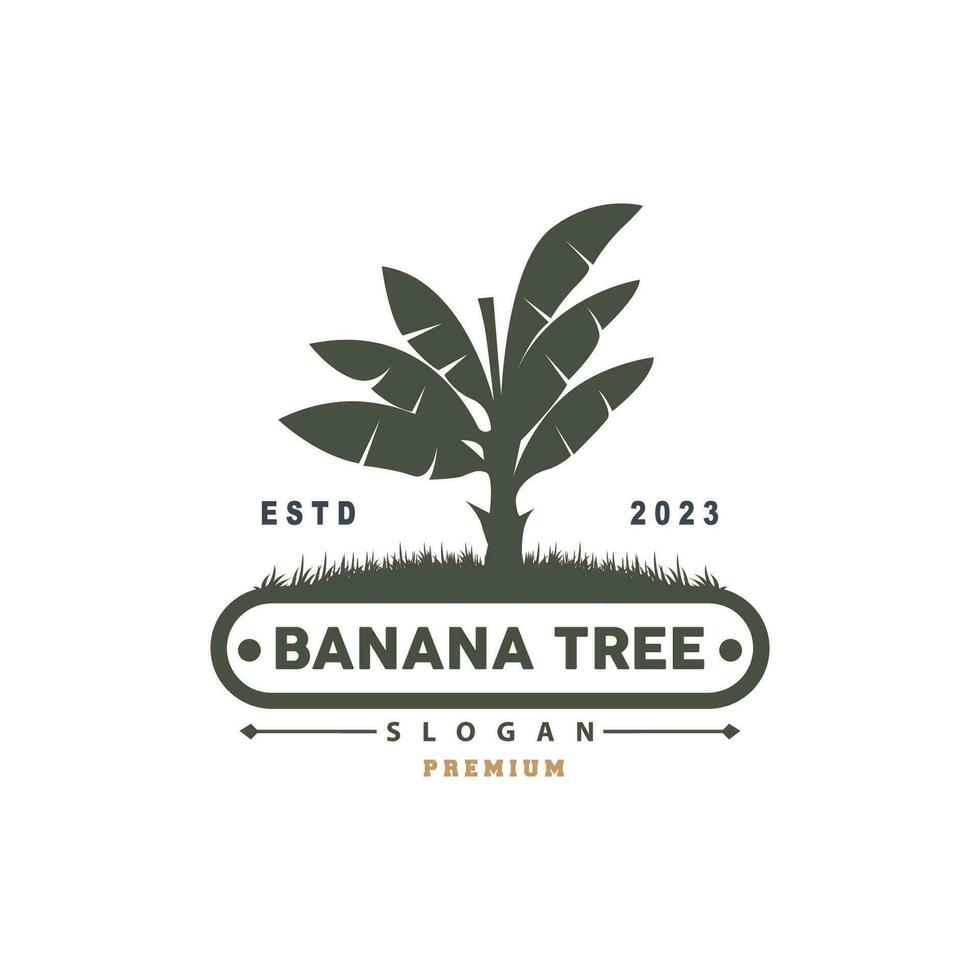 Banana Tree Logo, Banana Tree Simple Silhouette Design, Plant Icon Symbol Vector Illustration