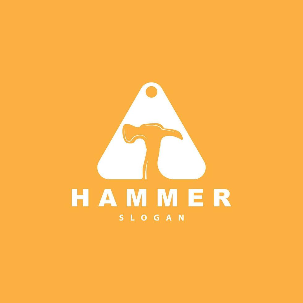 Hammer Logo, Builder Tools Inspiration Design, Vector Vintage Carpentry And Mechanics, Illustration Template