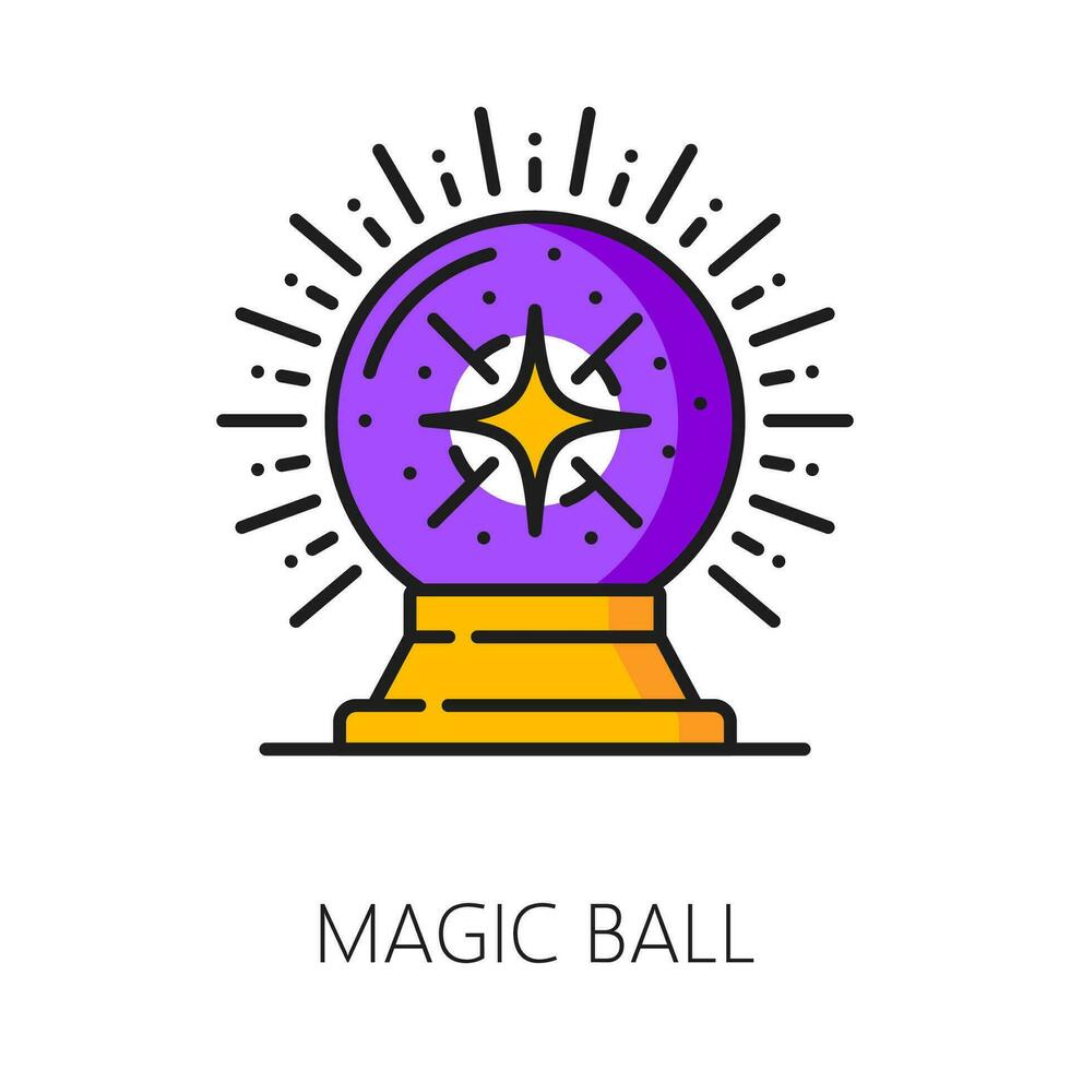 magia pelota brujería icono, cristal esfera, orbe vector