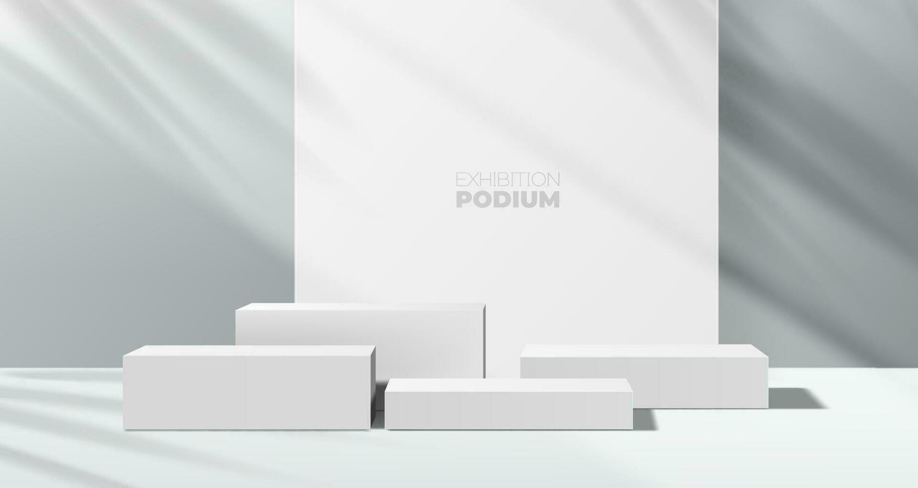 Grey podium background, product display platforms vector