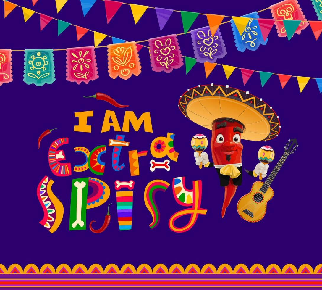 citar yo a.m extra picante, mexicano cocina bandera vector