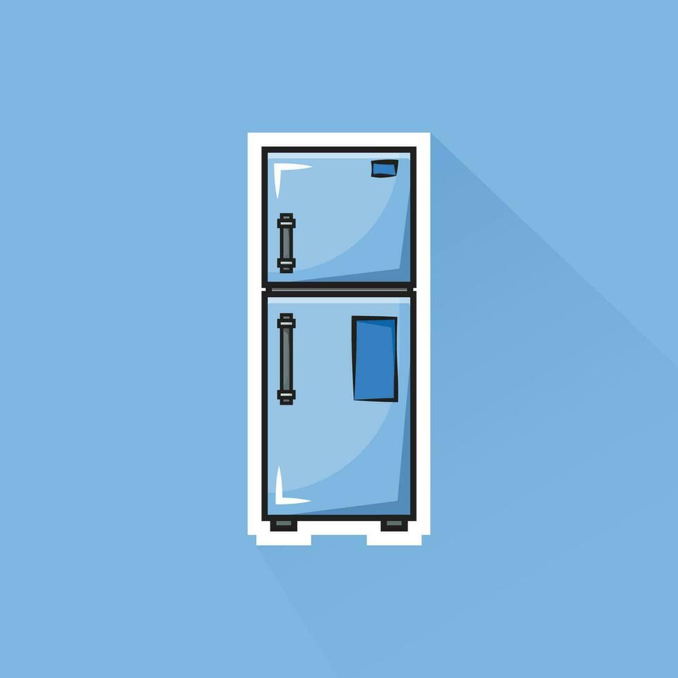 Illustration Vector of Blue Fridge in Flat Design
