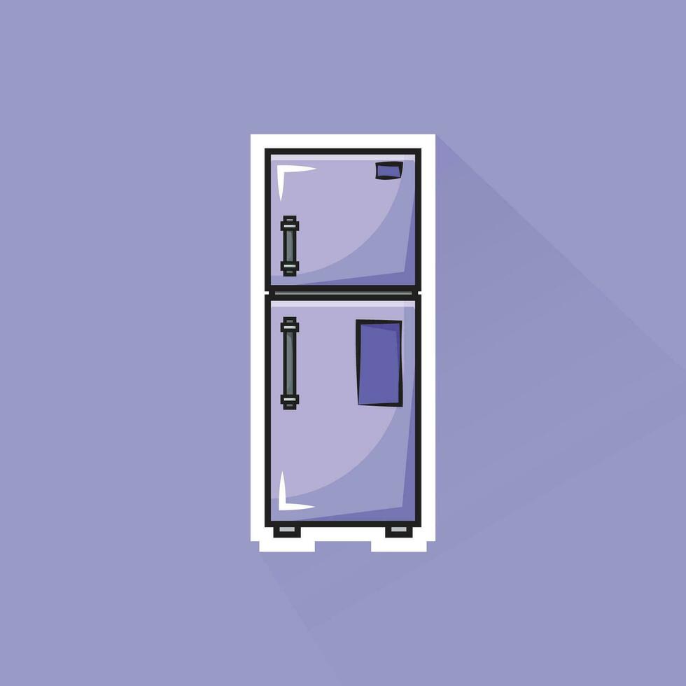 Illustration Vector of Purple Fridge in Flat Design