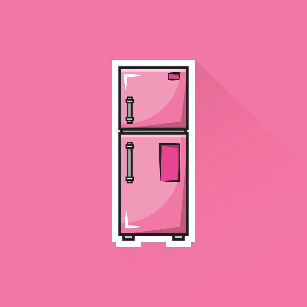 Illustration Vector of Pink Fridge in Flat Design