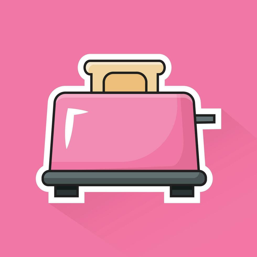 Illustration Vector of Pink Toaster in Flat Design