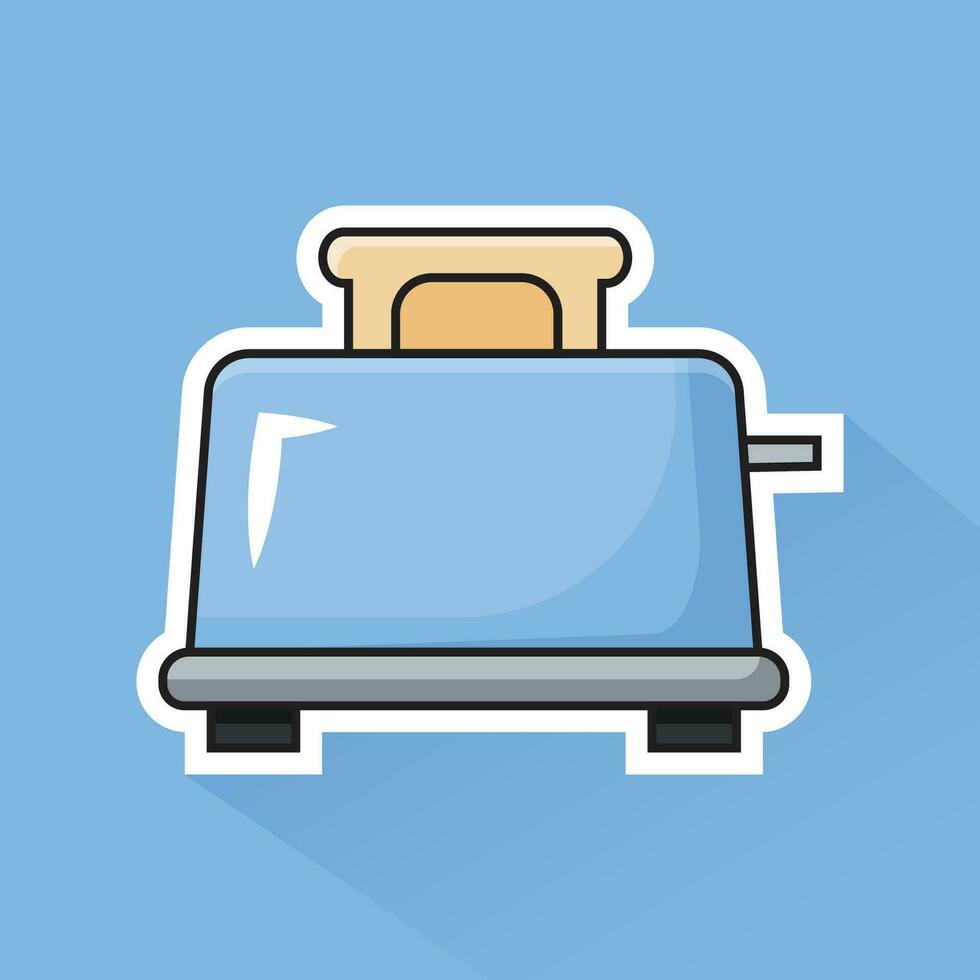 Illustration Vector of Blue Toaster in Flat Design