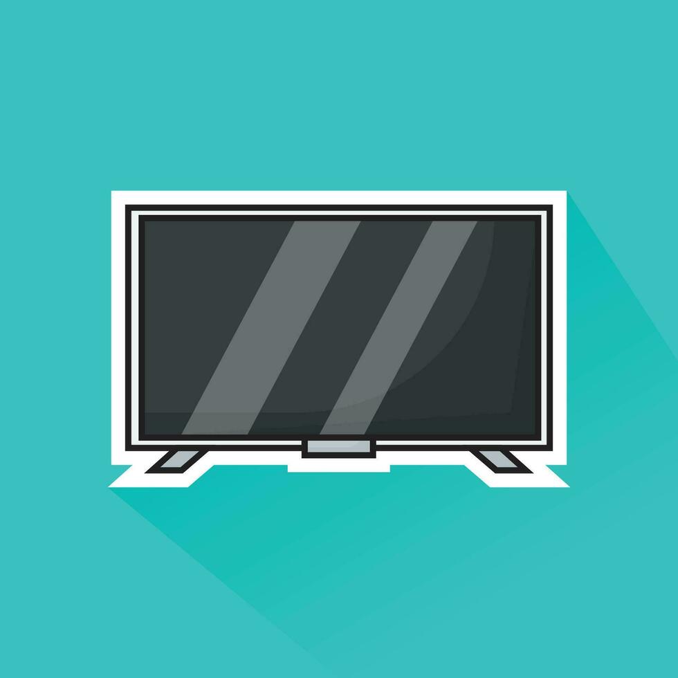Illustration Vector of White Television in Flat Design
