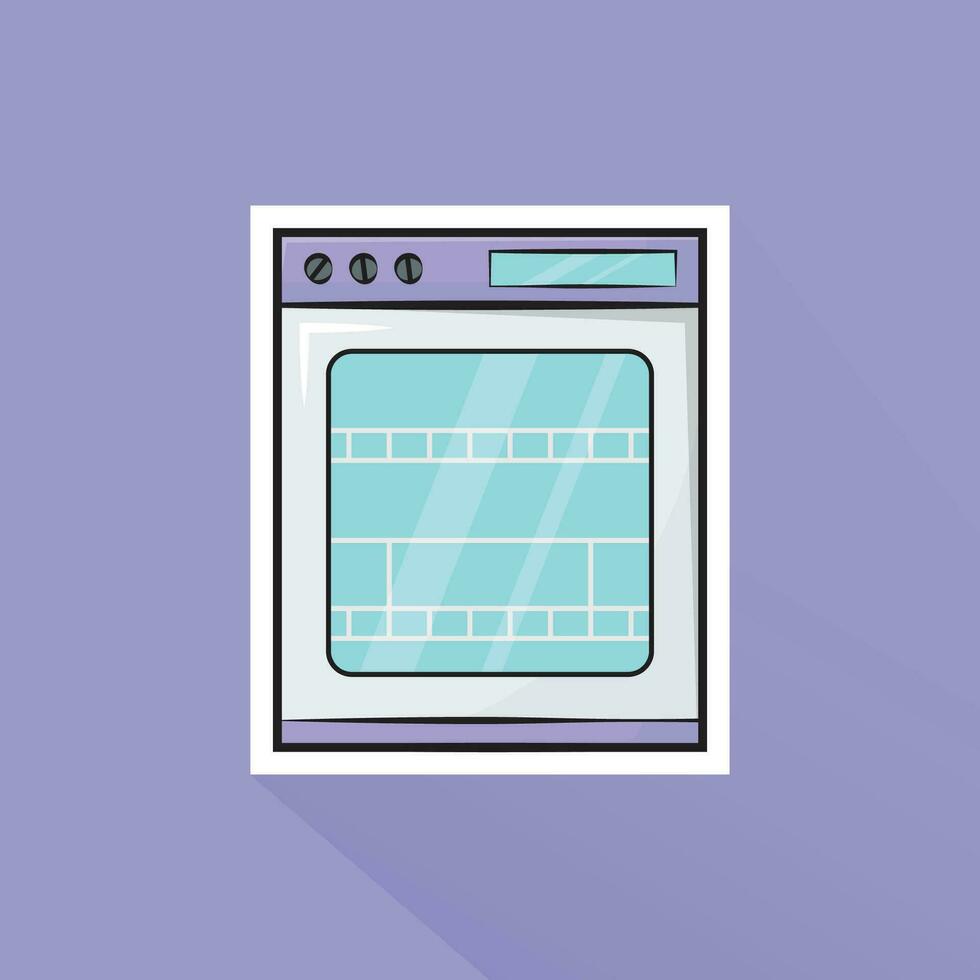 Illustration Vector of Purple Dishwasher in Flat Design