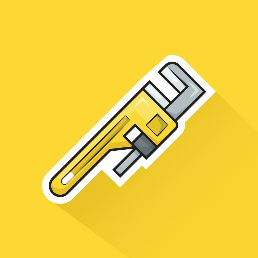 Illustration Vector of Yellow Pipe Wrench in Flat Design