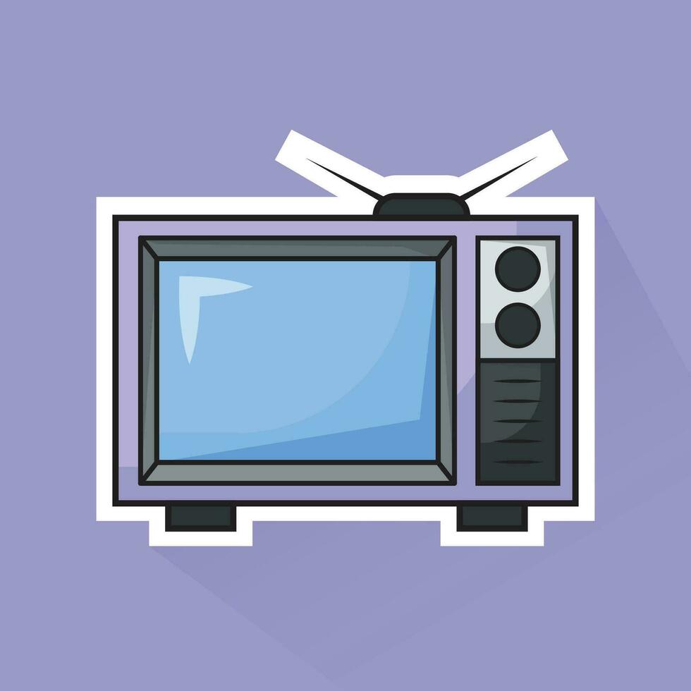 Illustration Vector of Purple Vintage Television in Flat Design