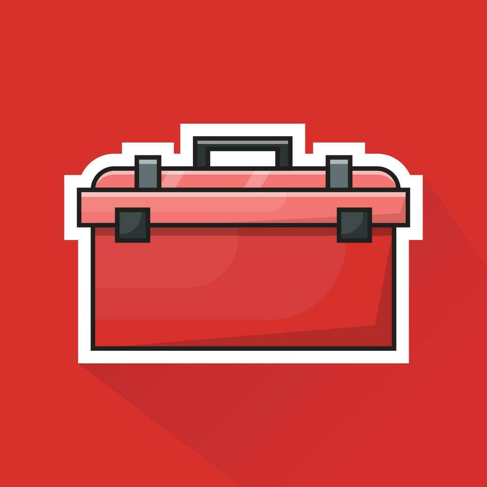 Illustration Vector of Red Toolbox in Flat Design