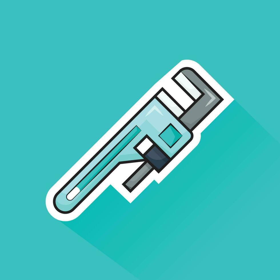 Illustration Vector of Light Green Pipe Wrench in Flat Design