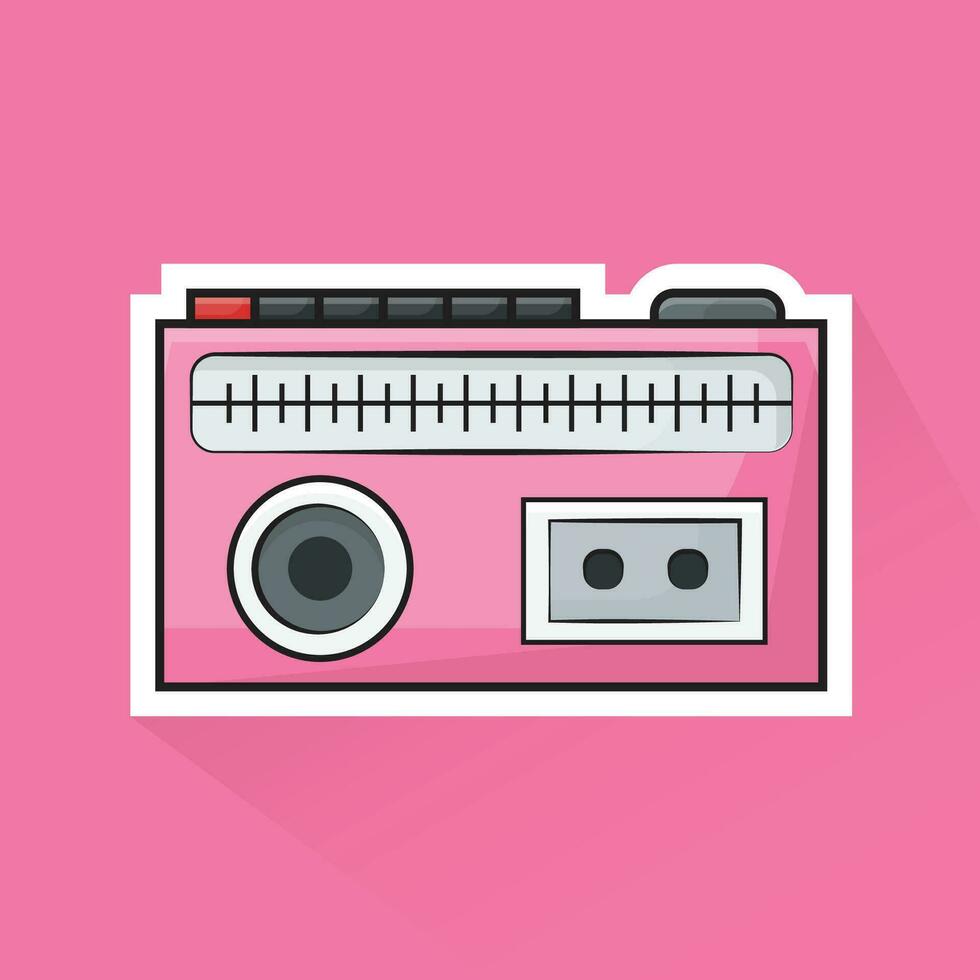 Illustration Vector of Pink Radio in Flat Design