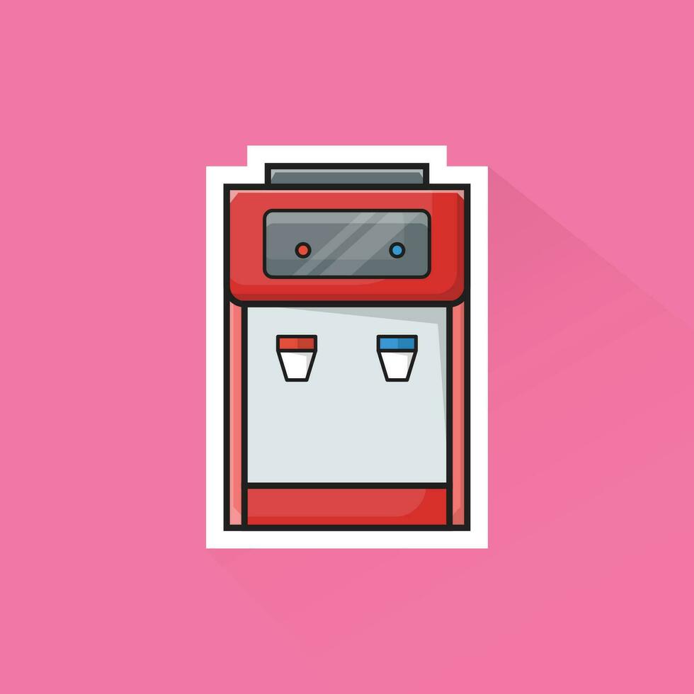 Illustration Vector of Red Water Dispenser in Flat Design