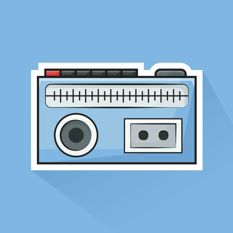 Illustration Vector of Blue Radio in Flat Design