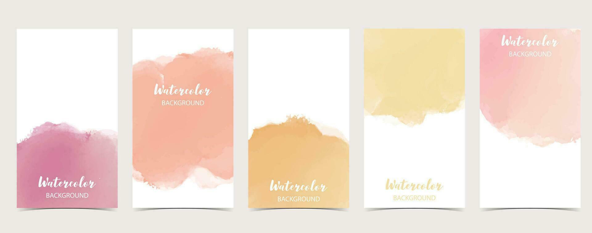 Pastel watercolor background for social media with red, yellow, orange vector