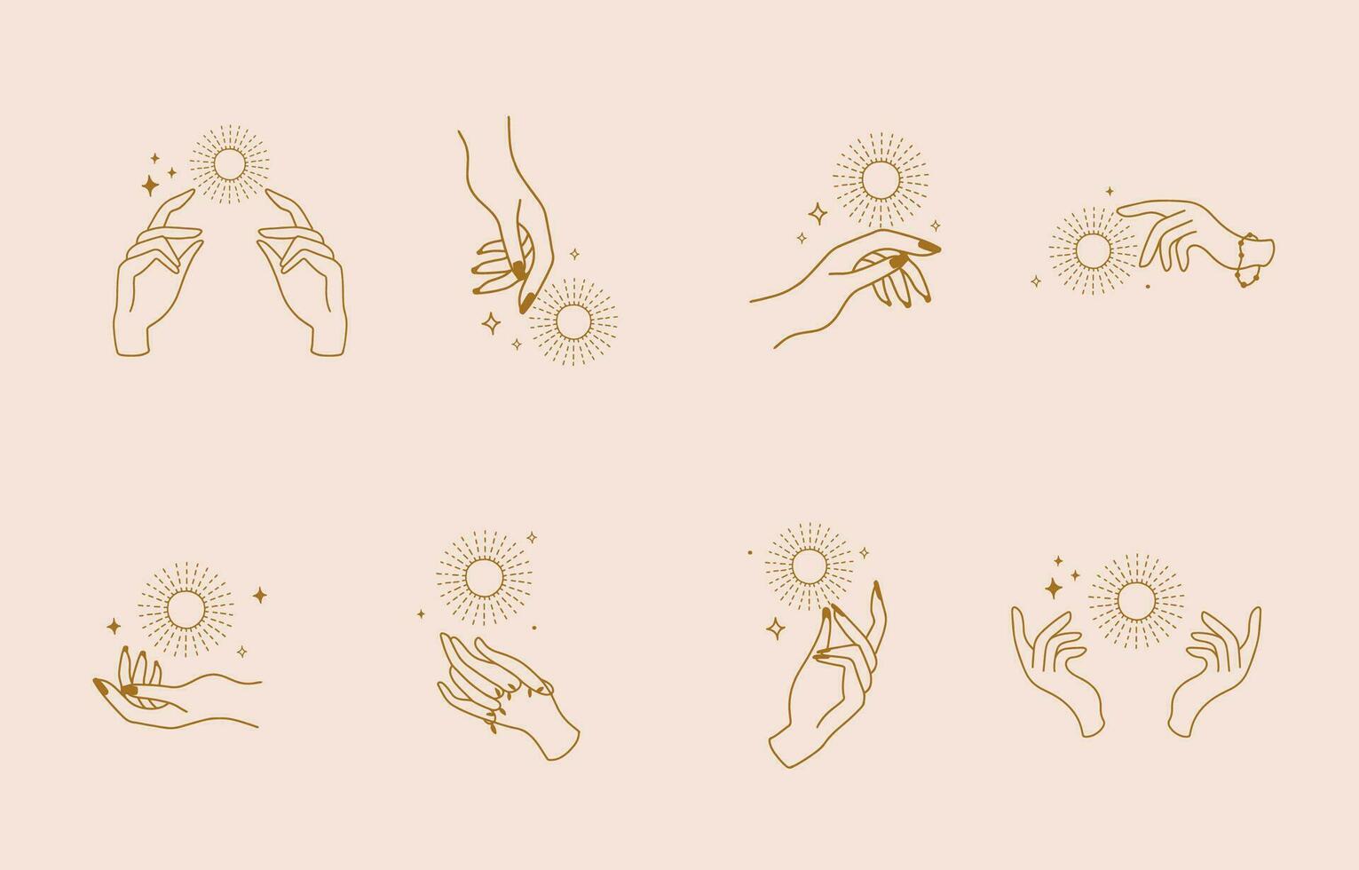 colección de diseño de línea con sol, ilustración vectorial editable a mano para sitio web, pegatina, tatuaje, icono vector