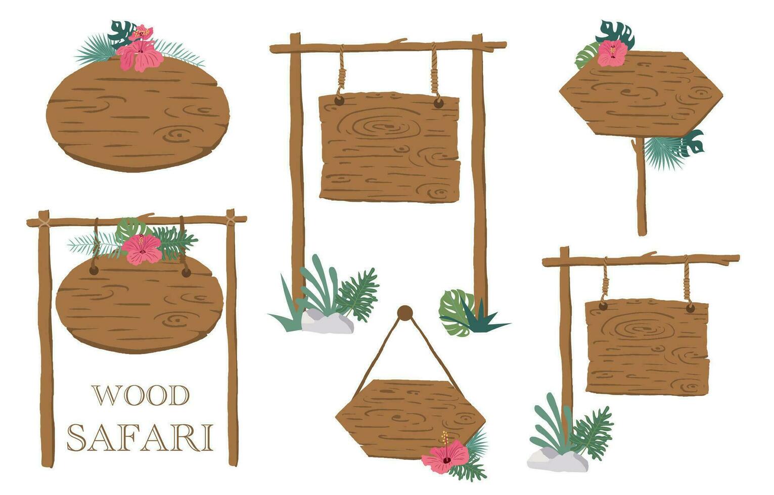 madera bandera colección de safari antecedentes set.editable vector ilustración para cumpleaños invitación,postal y pegatina