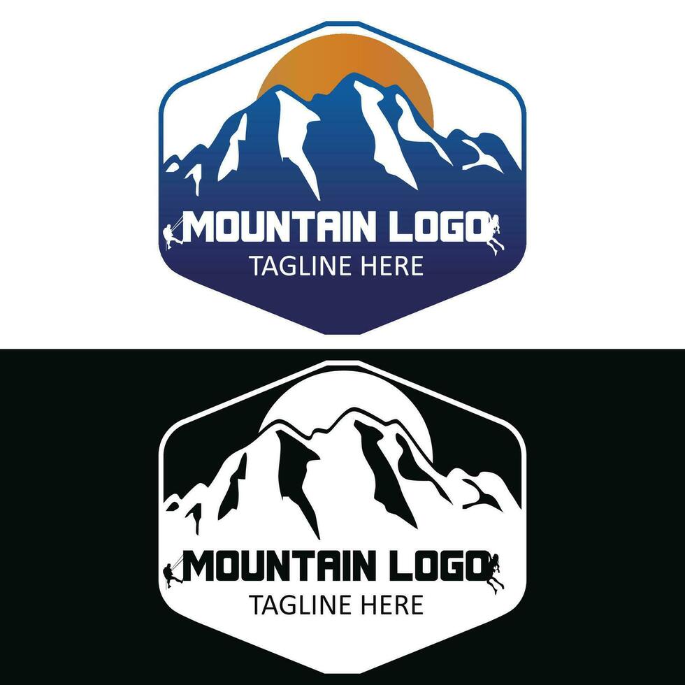 montaña escalada logo vector