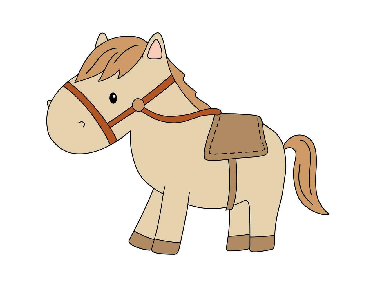 Cute horse character isolated on white background. Childish