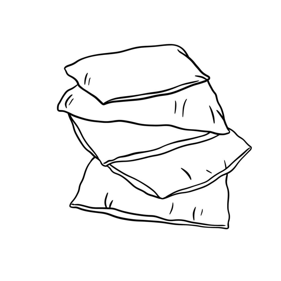 Pillows stack outline icon. Vector doodle sketch isolated on white