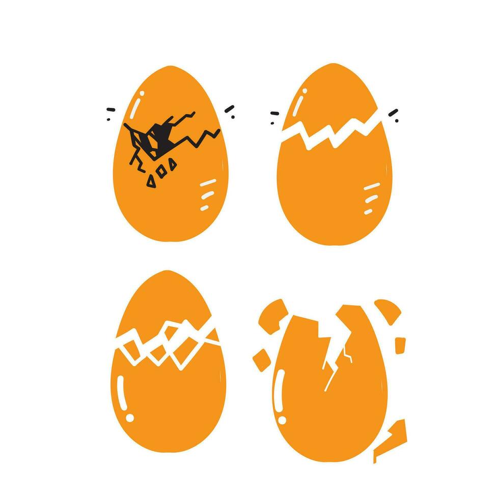 hand drawn doodle broken egg illustration vector isolated