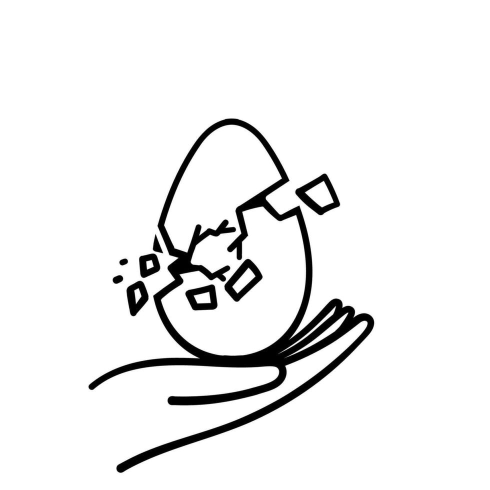 hand drawn doodle broken egg illustration vector isolated
