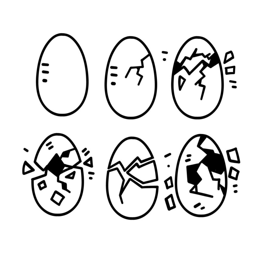 hand drawn doodle broken egg illustration vector isolated