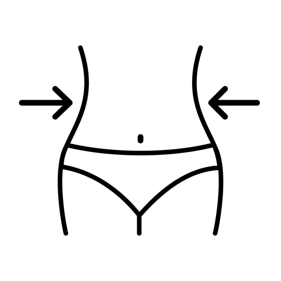 Woman waist icon. Slim female body outline on white background. vector