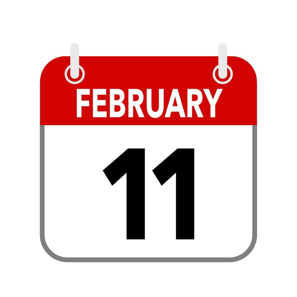 11 February, calendar date icon on white background. vector