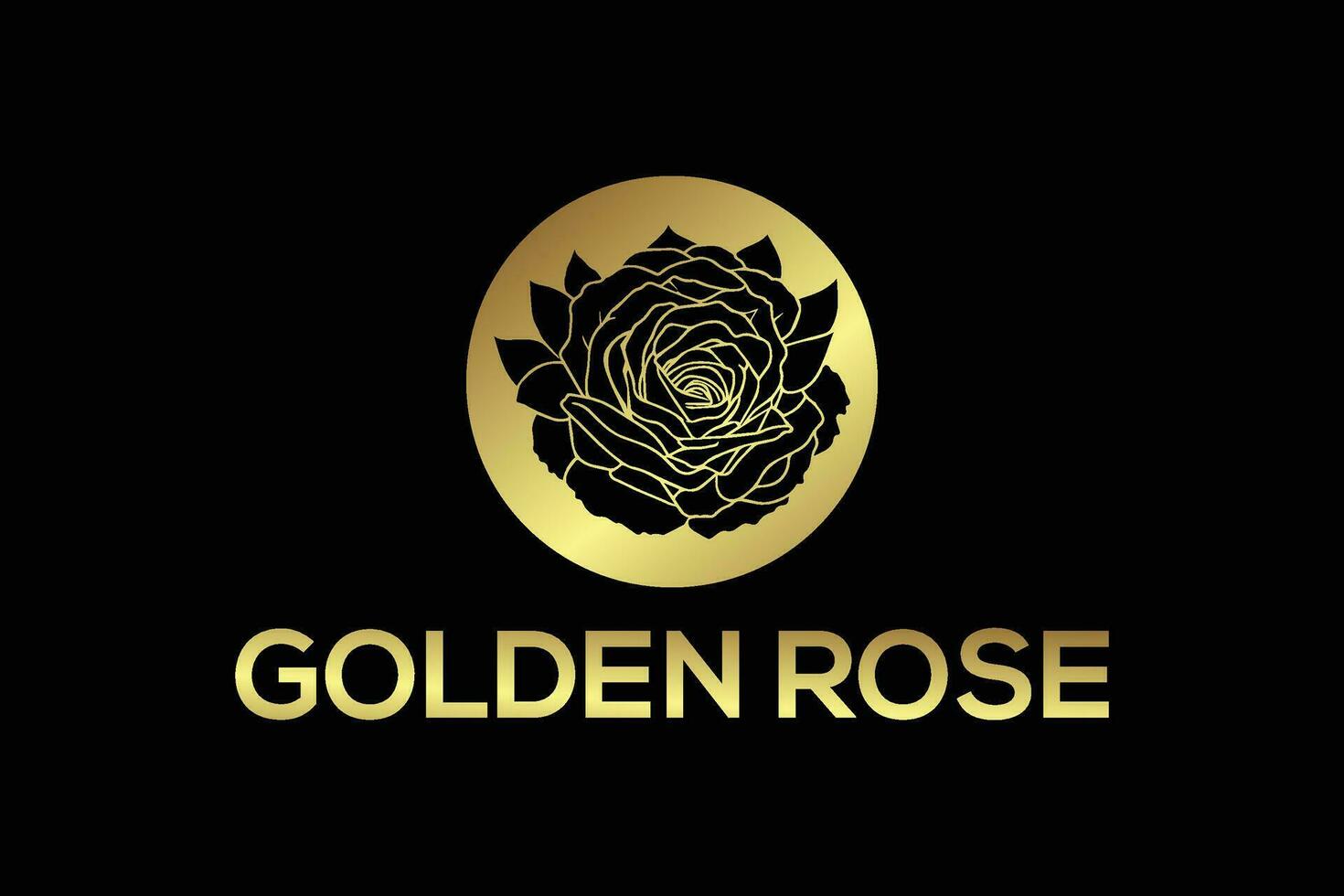 Modern Golden Rose logo design template. vector