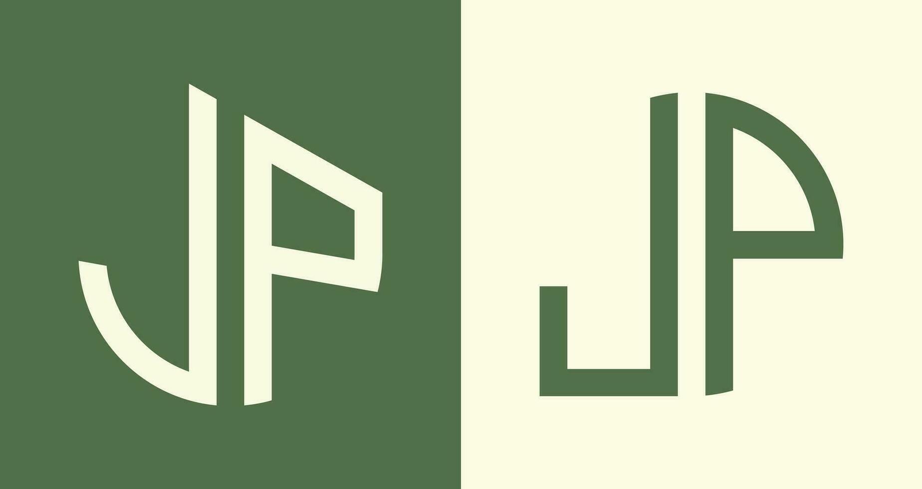 Creative simple Initial Letters JP Logo Designs Bundle. vector