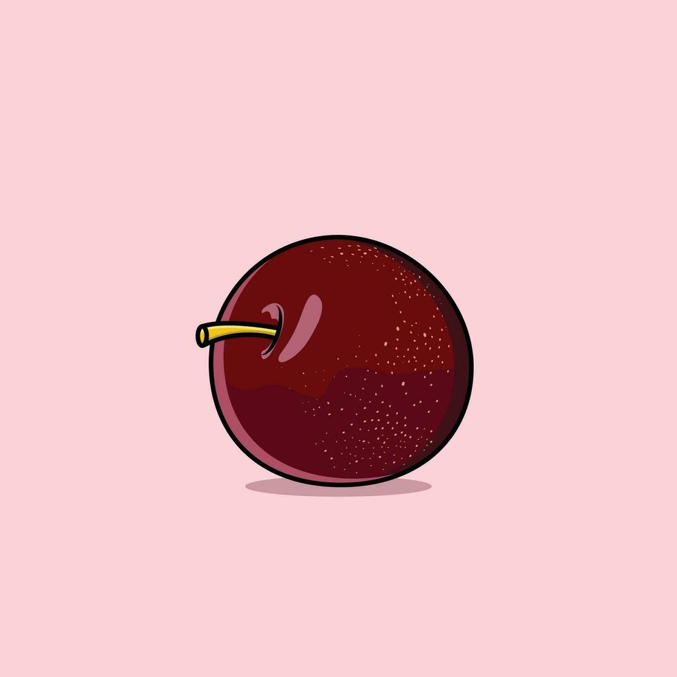 Whole Fresh And Juicy Red Plum Fruit Ripe Plum Fruit On Soft Pink Background Vector Illustration