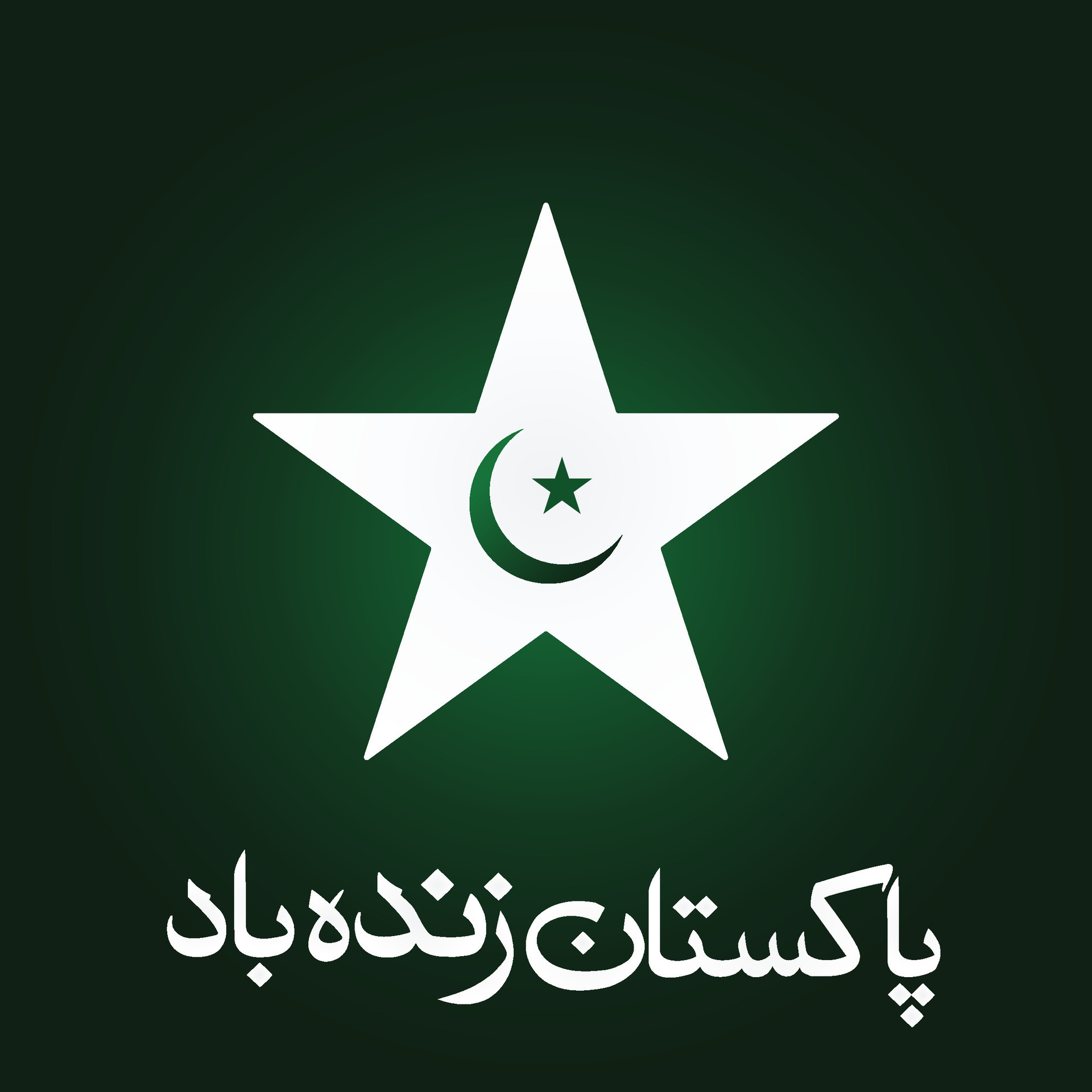 Urdu Calligraphy Of Pakistan Zindabad, White Star Flag Design Green