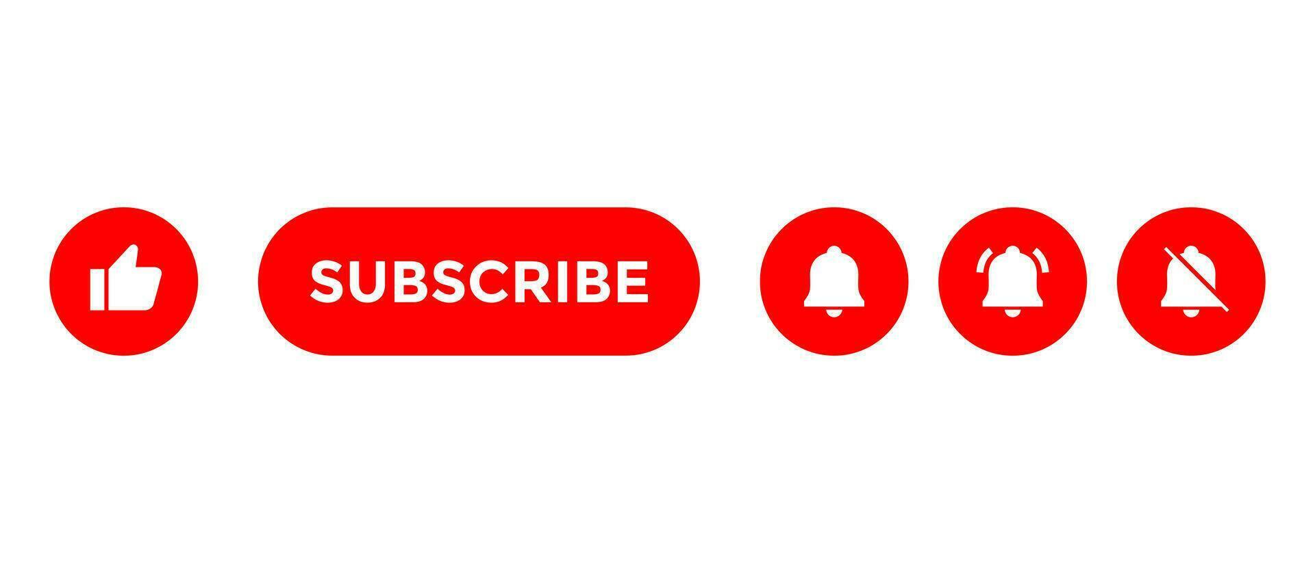 Like, subscribe, and notification bell icon vector. Streaming vide channel subscription elements vector