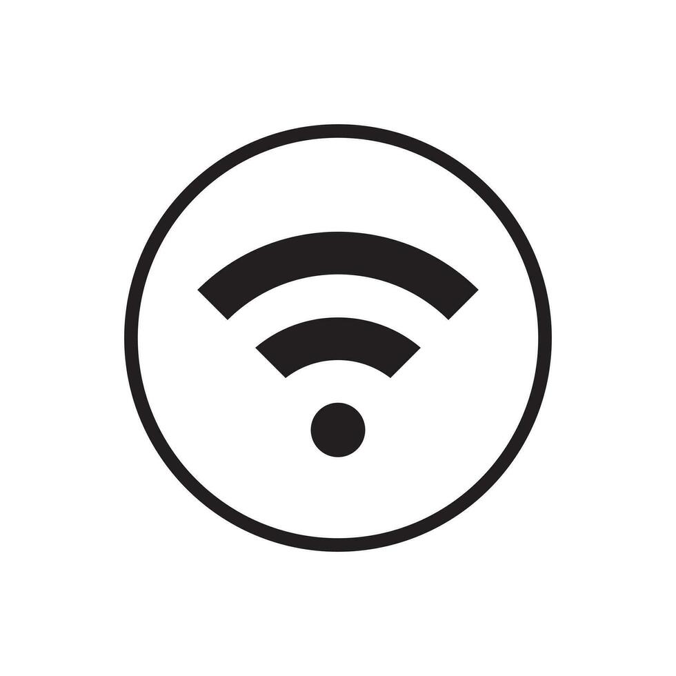 Wifi signal icon vector in circle line. Wireless fidelity network connection symbol concept