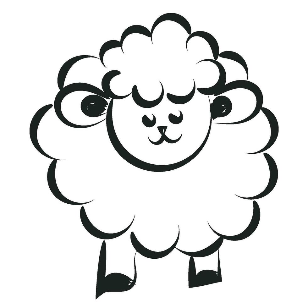 Beautiful cute sheep Line Art. Christian Symbol design for print or use as poster, card, flyer, sticker, tattoo or T Shirt vector