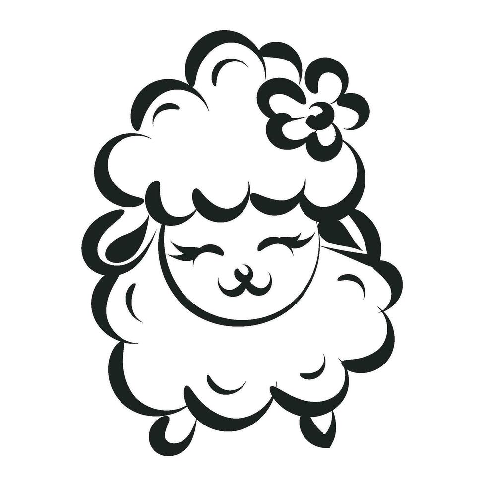 Beautiful cute sheep Line Art. Christian Symbol design for print or use as poster, card, flyer, sticker, tattoo or T Shirt vector
