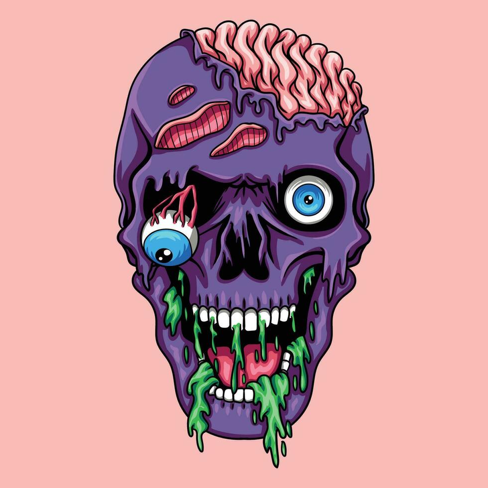 Skull zombie head vector illustration