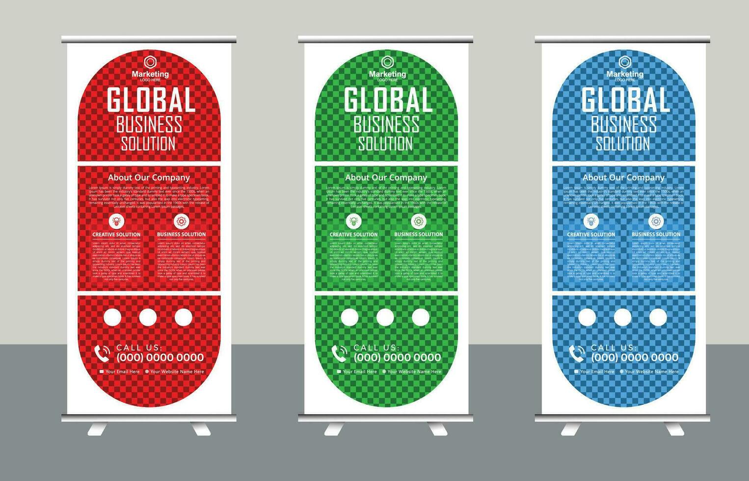Corporate rollup banner template, advertisement, vector