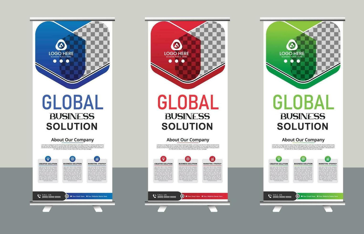 Corporate rollup banner template, advertisement, vector