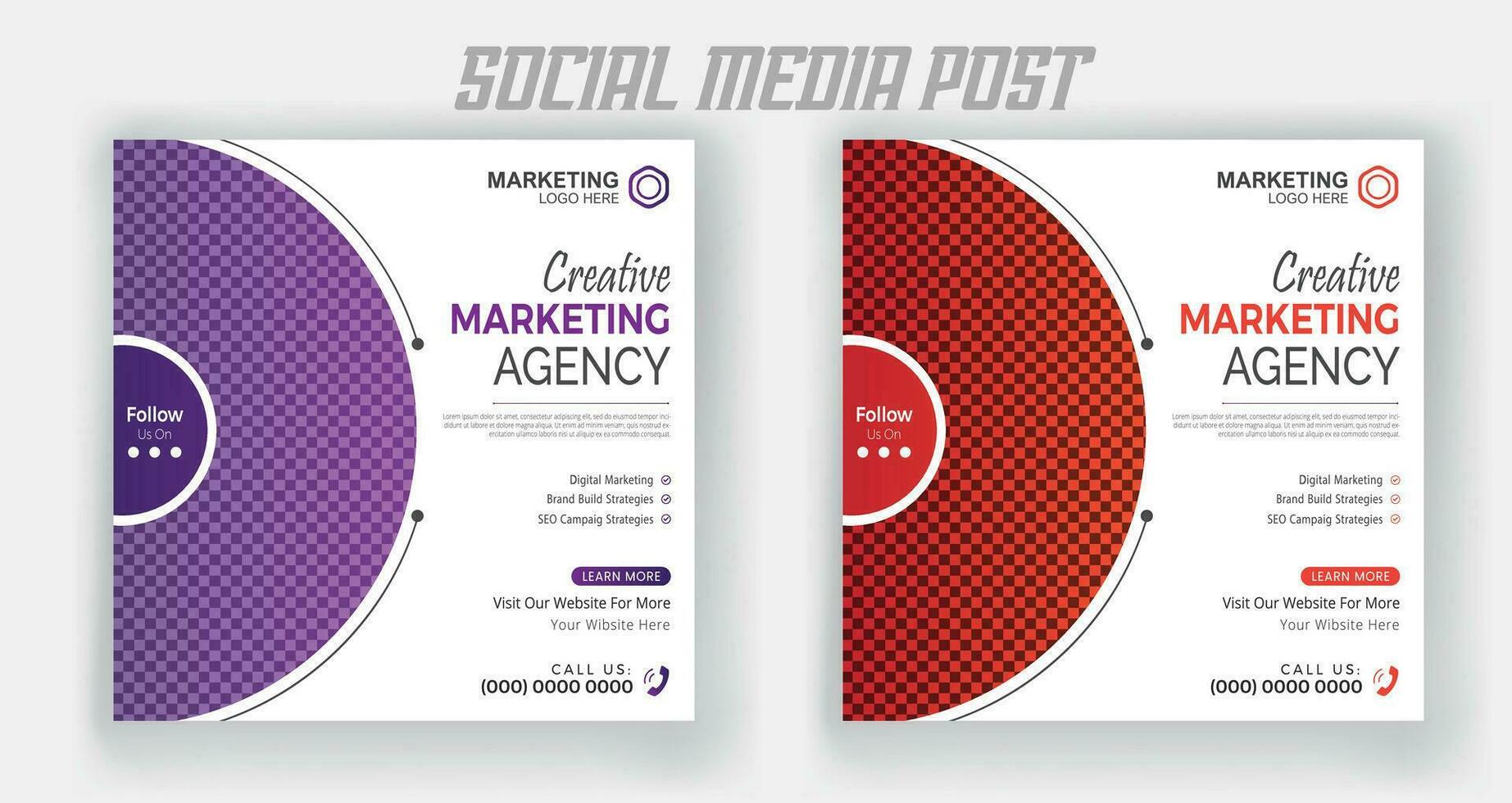 Digital marketing live webinar and corporate social media post template vector