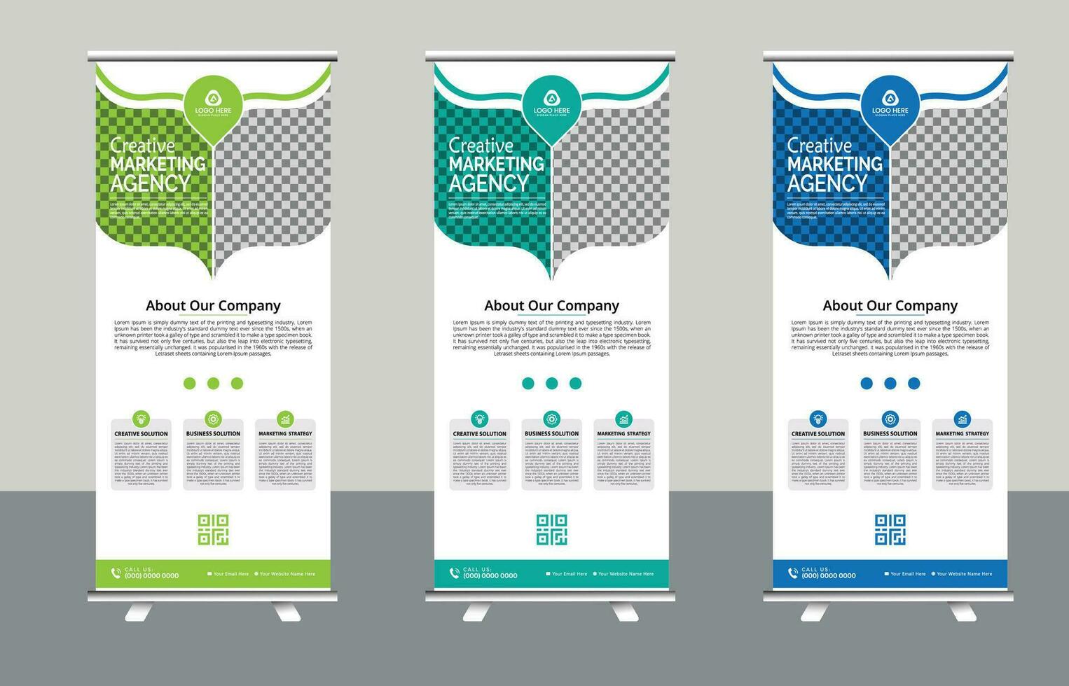 Corporate rollup banner template, advertisement, vector