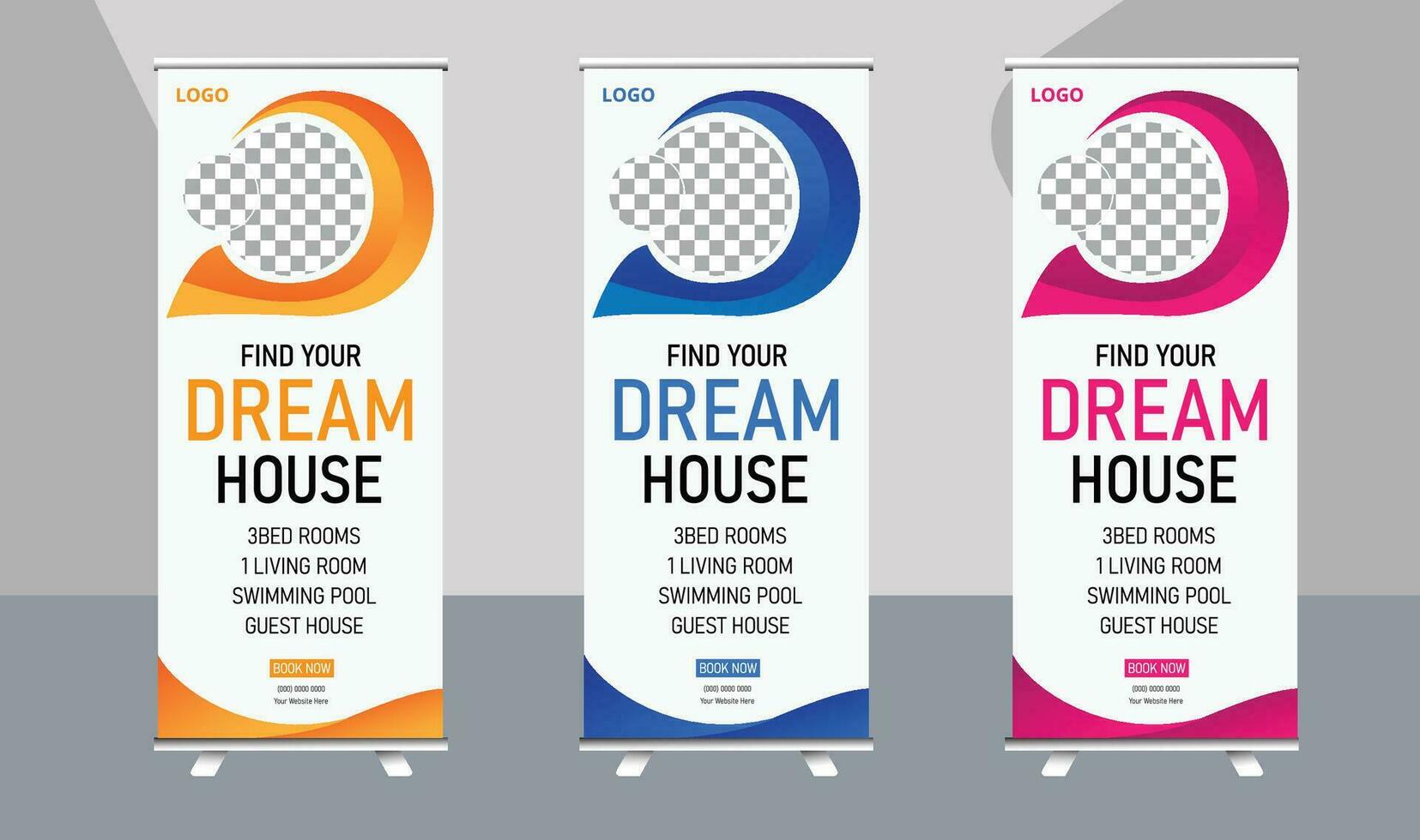 Home Sell Real Estate roll-up banner or cover design template vector