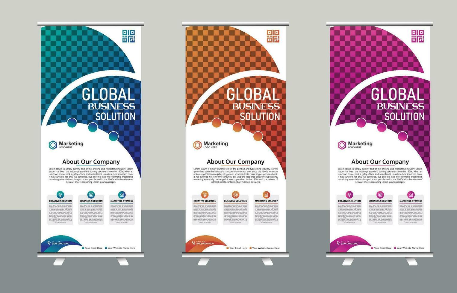Corporate rollup banner template, advertisement, vector
