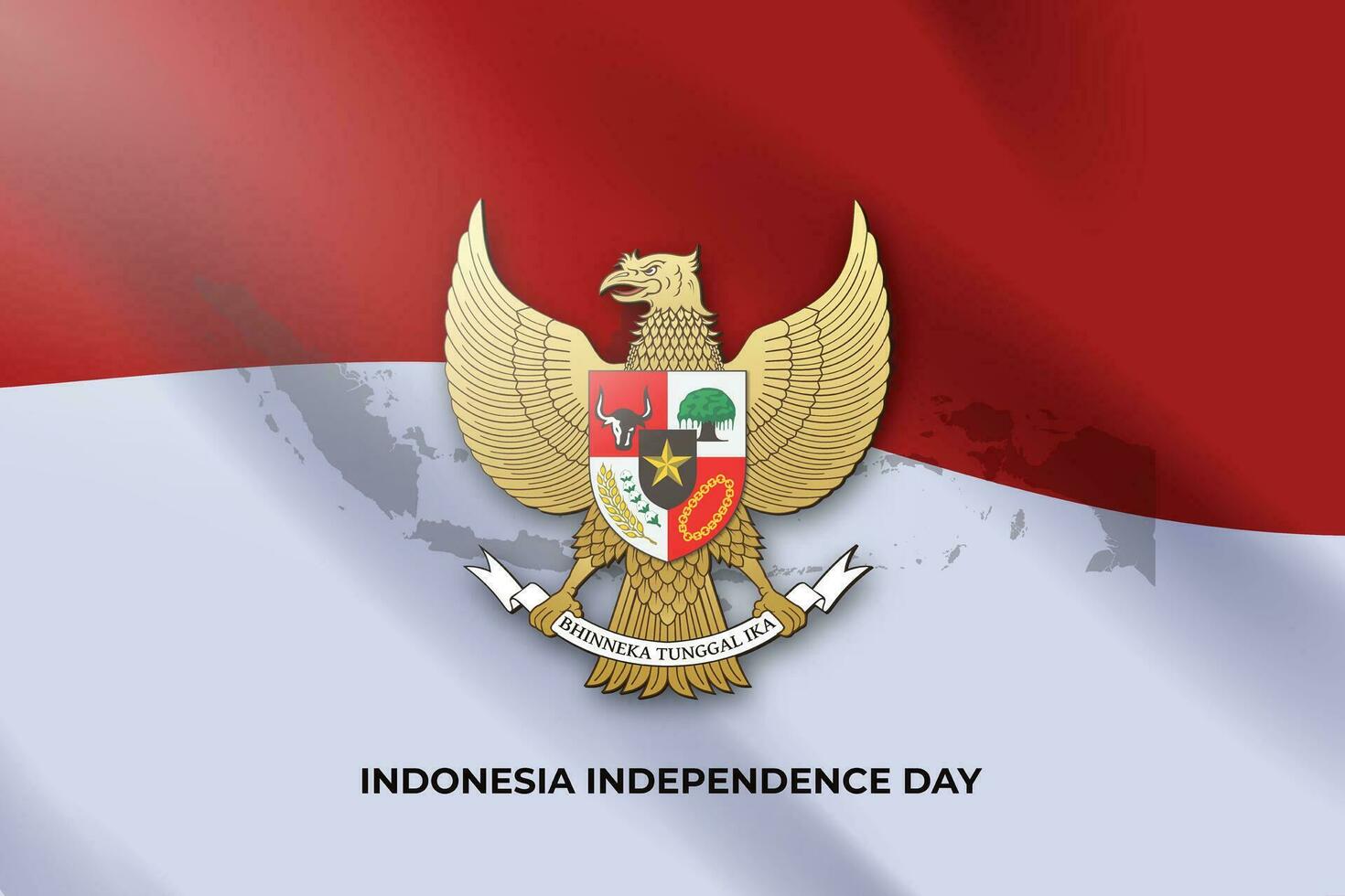 garuda pancasila on a indonesian national flag illustration indonesian independence day template vector